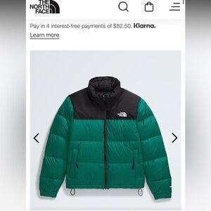 The North Face Women’s 1996 Retro Nuptse Jacket - color Evergreen. Size XS